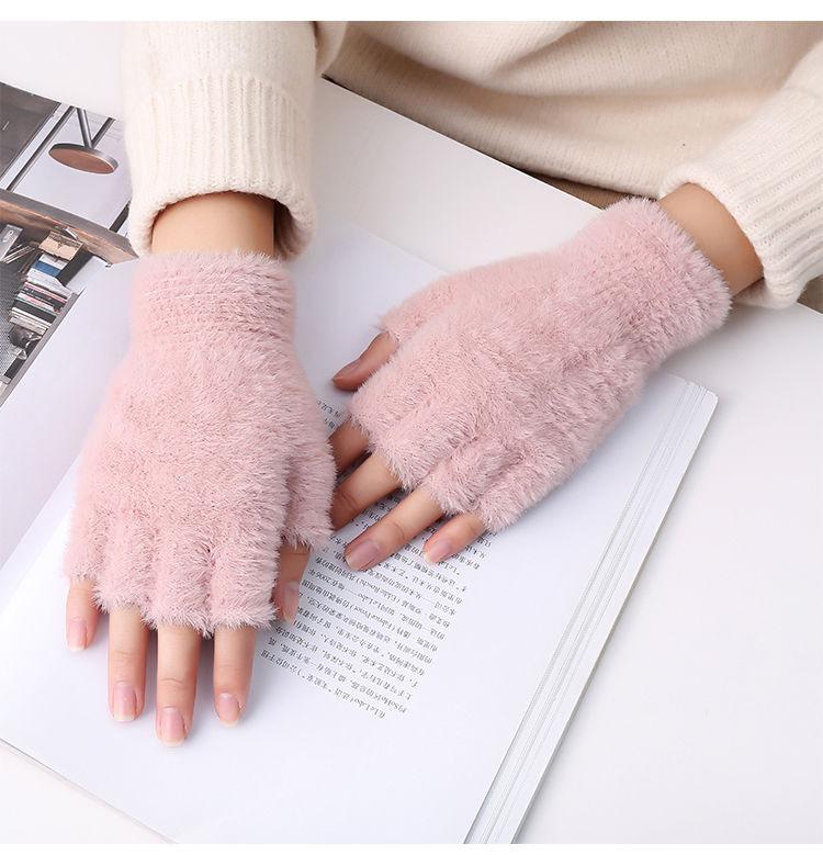 Winter Mink Imitation Solid Color Gloves