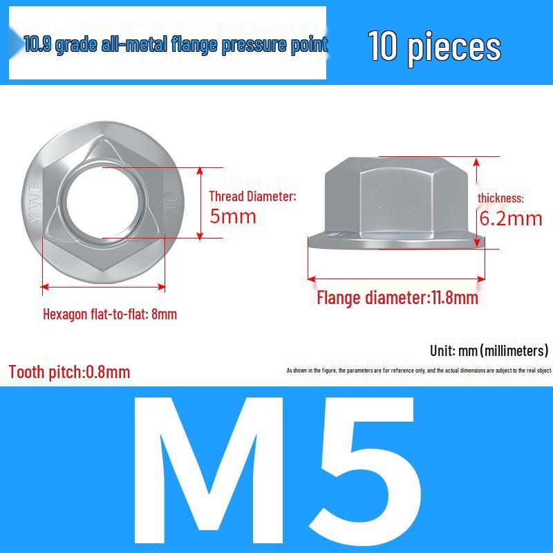 

Self-Locking Flange Nut, Grade 10, Galvanized, M6/M8/M10/M12/M16