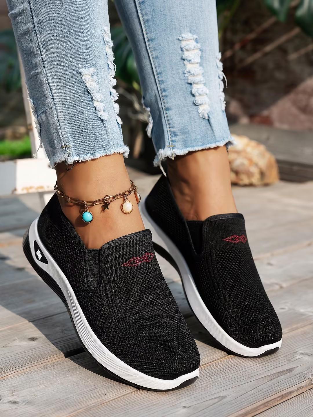 

Женская повседневная спортивная обувь, дышащие легкие кроссовки, нескользящие балетки, обувь для бега и ходьбы на открытом воздухе, женская вулканизированная обувь 35 чёрный