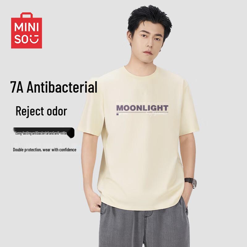 MINISO Men s 2025 Summer Antibacterial Half Sleeve Round Neck T-Shirt L