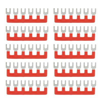 10pcs Barrier Fork Type Stripe 400V 25A PVC Copper TB Terminal Strip Block for Household Appliances