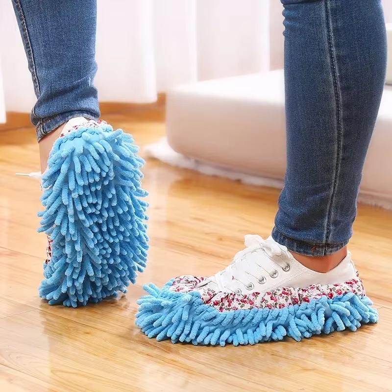 2 PAIA Pantofole Scarpe Multifunzione per Pulizia Polvere Pavimento Panno Scarpe Mop Pigro Casa Pavimento Lavabile Pulizia Microfibra Vestiti