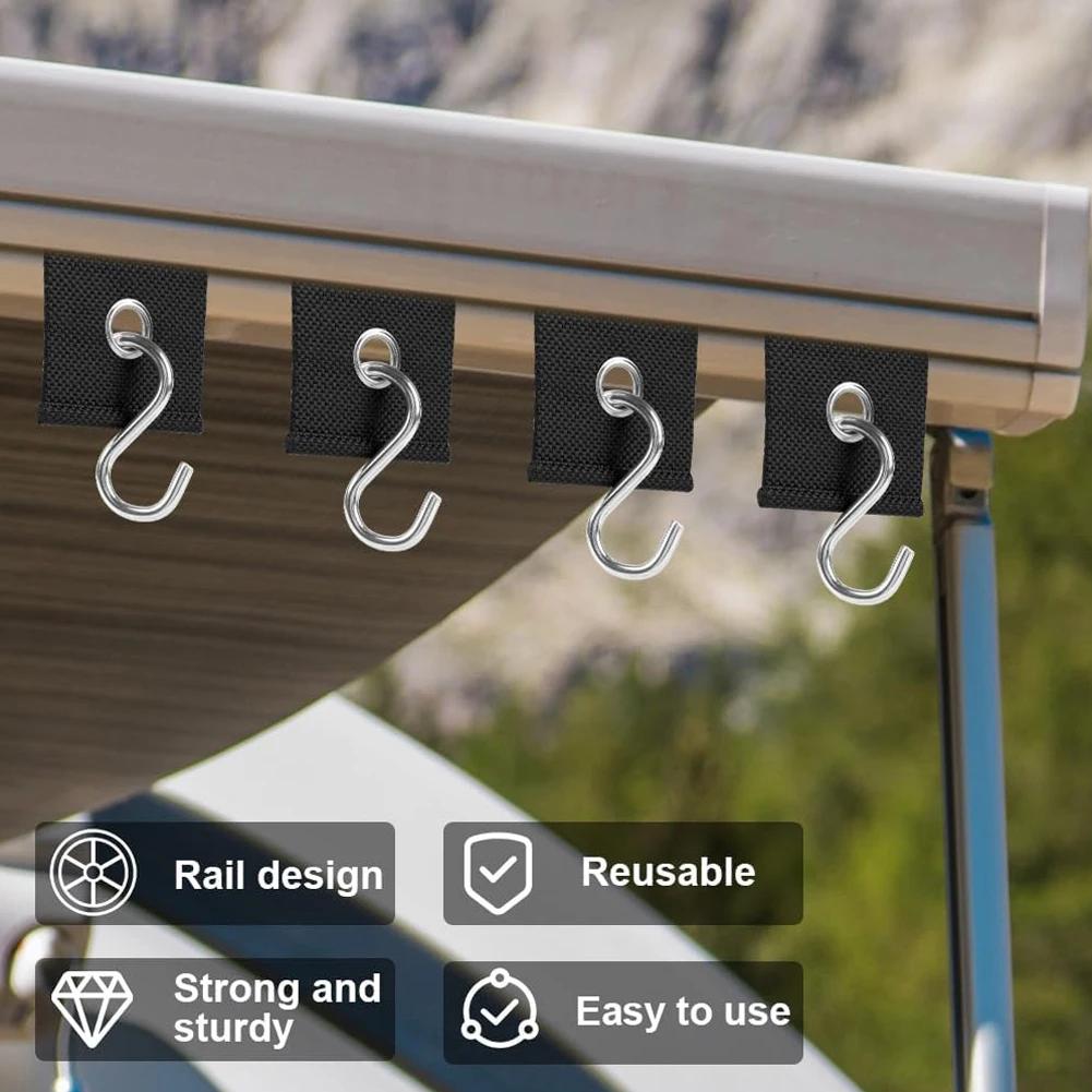 RV Camping Awning Hooks Eyelet Hangers for 5/6mm-7/8mm Pipe Camper Trailer Canopy Caravan Rail Mount Accessory