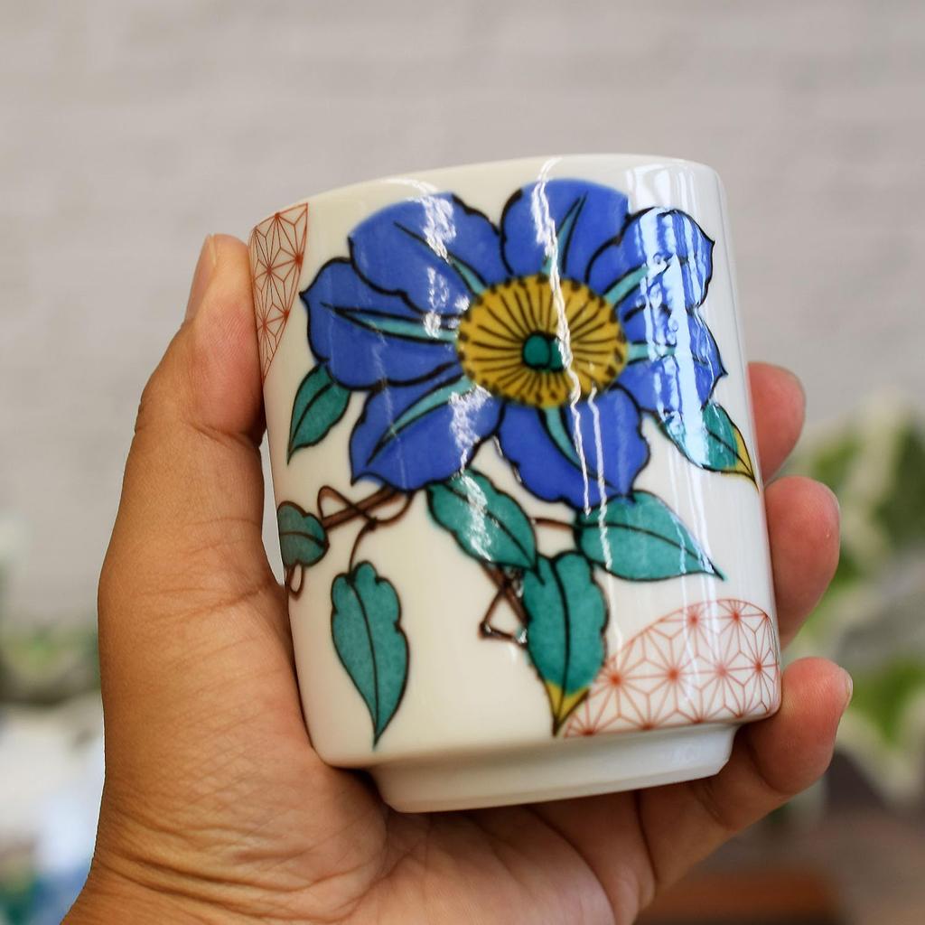 Waza no Kura Large Kutani Ware Teacup with Tessen Motif, Ceramic, Brand Name, Japanese Tableware, Made in Japan