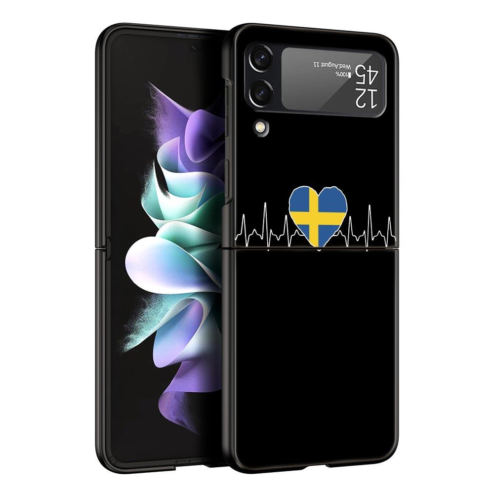 Vlajka britského srdečního tepu Čína Láska Linka Pouzdro na telefon pro Samsung Galaxy Z Flip 3 4 5 Černé skládací mobilní pouzdro Tvrdý PC Ochranný kryt