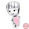 Fit Original Pendant Charm Bracelet Fine Zircon 925 Sterling Copper Sweet Lovely Happy Boy Girl Love Pink Heart Robot DIY Beads