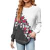 Fashionable Women's Long Sleeved Floral Printed Lightweight Sweater With Loose Round Neck Top