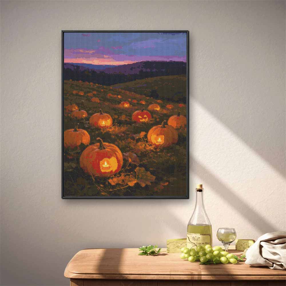 5D Diamond Art Painting Kit Halloween Pumpkin Patch Full Drill Rhinestone Canvas Creative Craft for Home Decoration