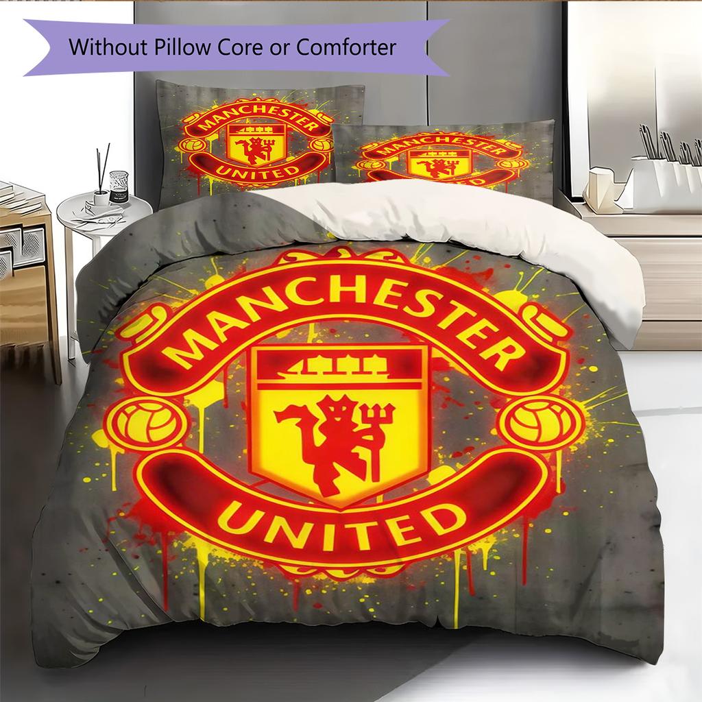 Man Utd Sängkläder Täcke Set Örngott Kuddfodral Heminredning Födelsedagspresent (1 * påslakan + 2 * örngott, utan kärna)
