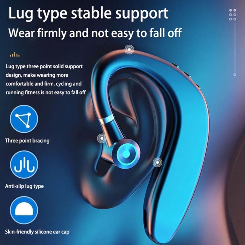 Wireless Bluetooth-compatible Headsets Single Earbuds with Voice Answering & Noise Reductions for Trucker Driving