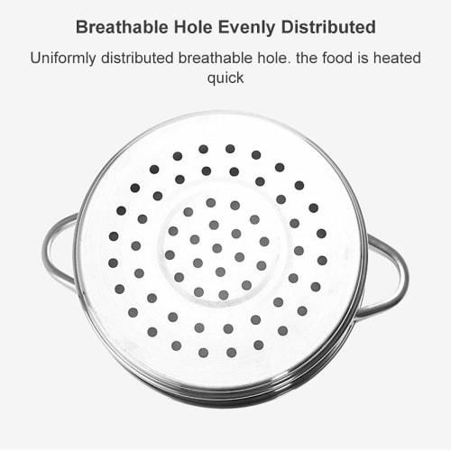 Bunggou 18cm Thick Stainless Steel Food Steamer with Double Ears for Soup Pot and Milk Pot, Kitchen Tool