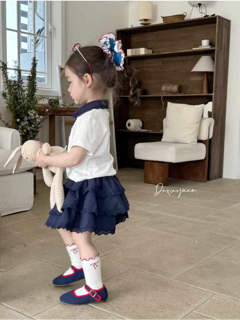 Large Summer College Style Short Sleeve Skirt Set for Girls - New Arrivals, Children's Wear