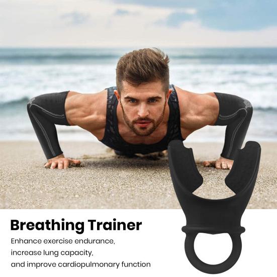 Portable Breathing Trainer with Finger Ring Adjustable Resistance Men Oral Muscles Exerciser Lung Capacity Abdominal Breathing Training Equipment