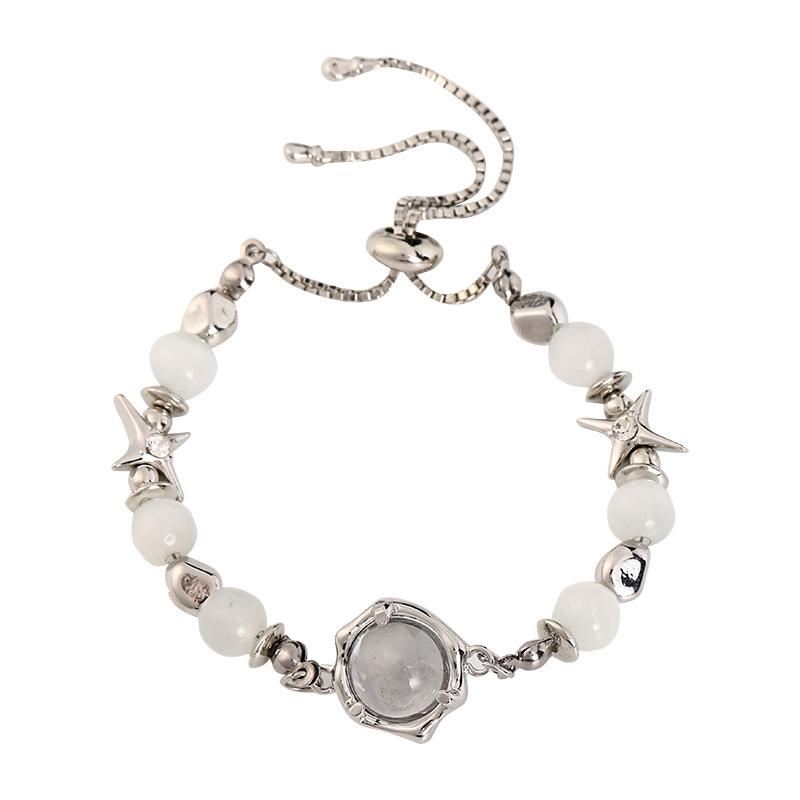 Moonstone Cross Hip Hop Spliced Bracelet Necklace 052 - Light Luxury, Versatile Style for Spicy Girls