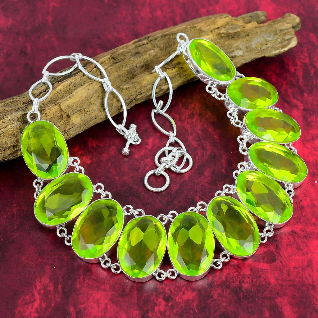 Wonderful Faceted Lemon Topaz Necklace, 925 Solid Sterling Silver Necklace, Gemstone Handmade Jewelry Necklace