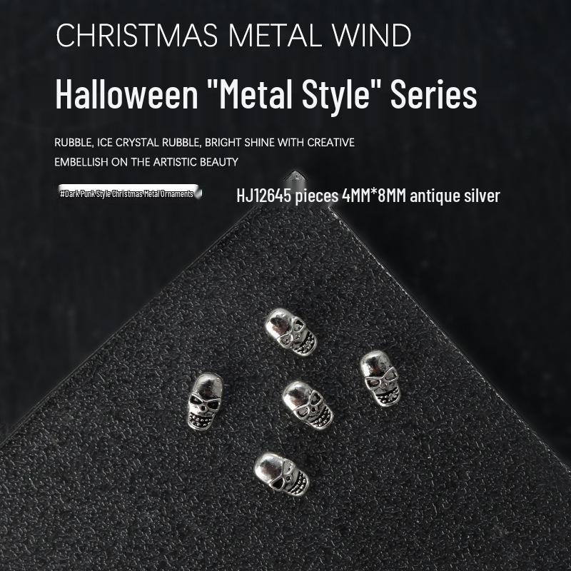 

Винтажный металлический нейл-арт на Хэллоуин: Темные панк-черепа и украшения в виде волшебников (5 шт.)