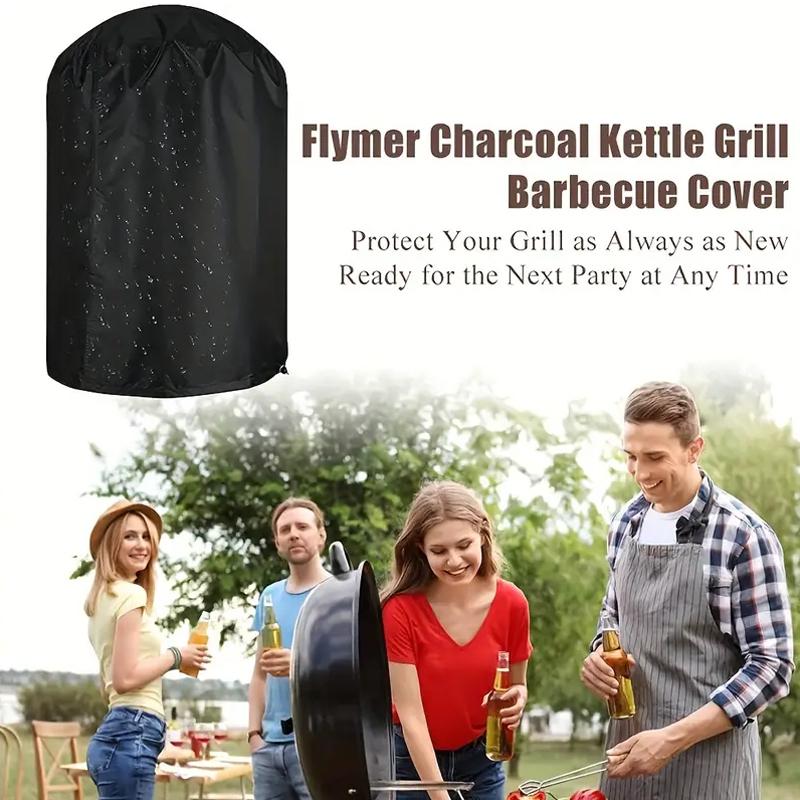 1PC Grill Protector Outdoor Barbecue Grill Cover School Round Camping Oxford Cloth Heavy Duty Black Kicthen