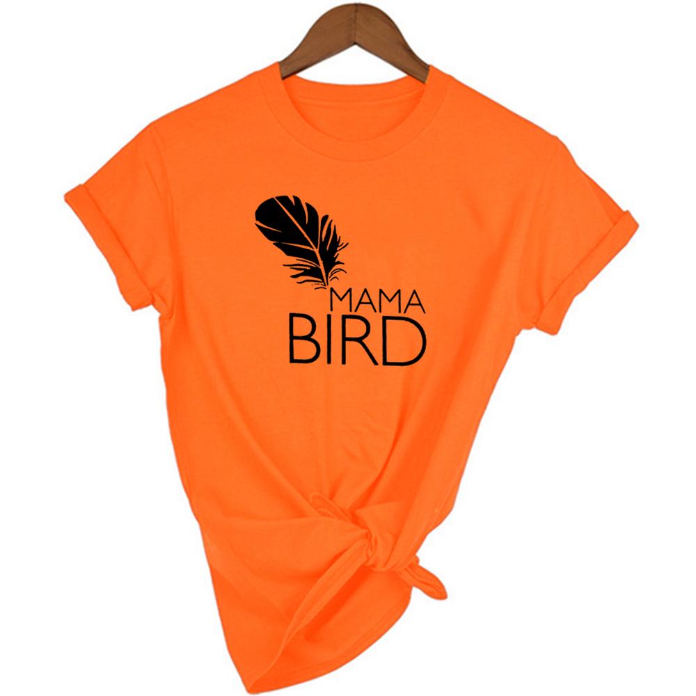 Mama Bird Print Mom Life T Shirt Round Neck Summer Aesthetic Vintage Tops Tumblr Female Clothes