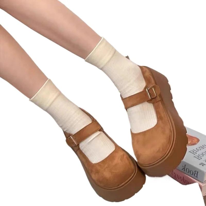 Fashion Ladies Shoes 2025 Fashion Buckle Strap Women's High Heels Shallow Solid Wedges Shoes Women New Round Toe Platform Heels Zapatos