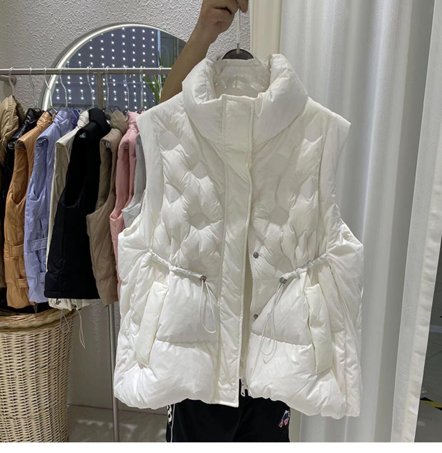 

Женский легкий универсальный жилет с воротником-стойкой на осень/зиму 2023 One Size грязно-белый