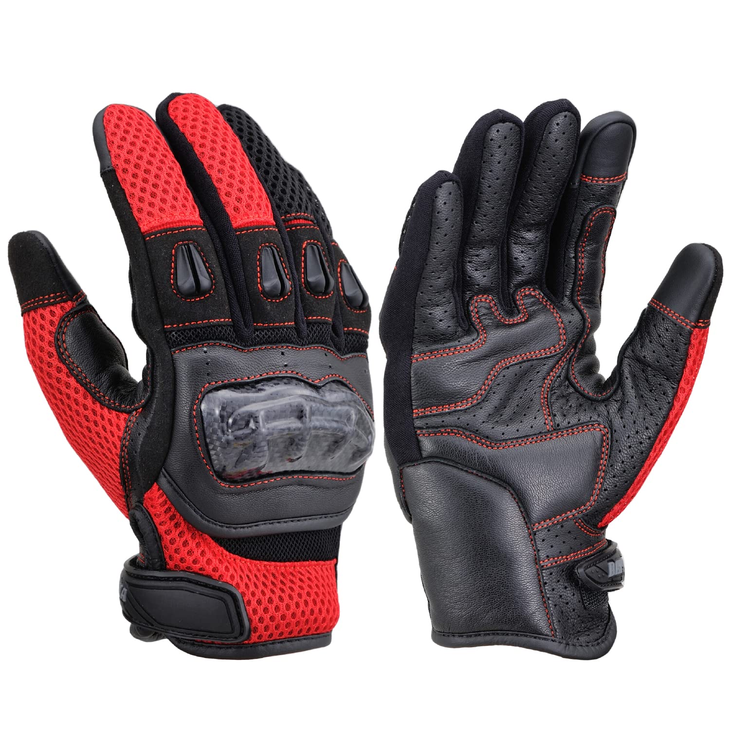 

Daytona Motorcycle Leather Carbon Fiber Smartphone Carbon Mesh Gloves 32443 Gloves, Summer, Mesh, (Goat Leather), Protector, Compatible, DG-003, Red,