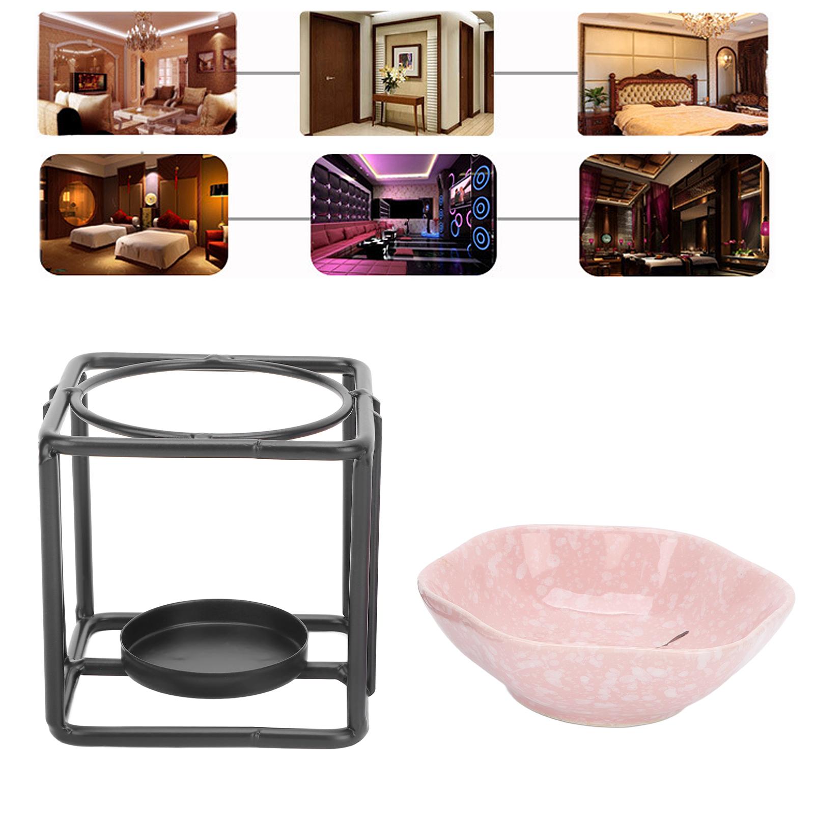

Fragrant Oil Warmer Iron Frame Ceramic Bowl Tlight Candle Holder Aromatherapy Diffuser