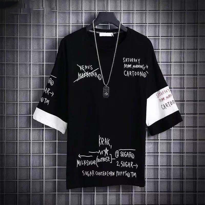 Pánské letní tričko s kulatým výstřihem pro volný čas Velké velikosti s krátkým rukávem Letní s krátkým rukávem s potiskem