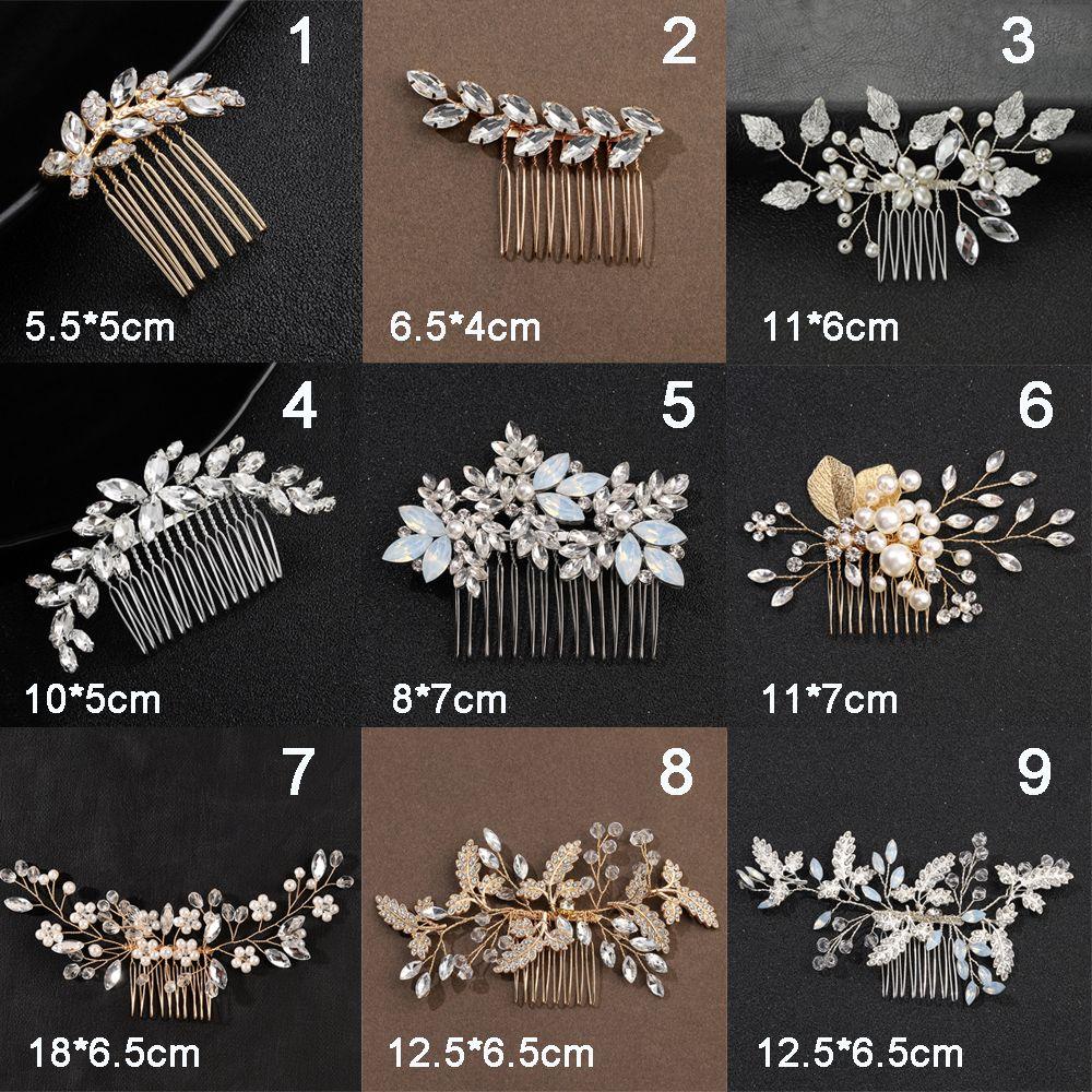 Romantic Hair Jewelry Pearl Leaves Tiara Headpiece Hair Combs Bridal Clips Flower Hair Pin