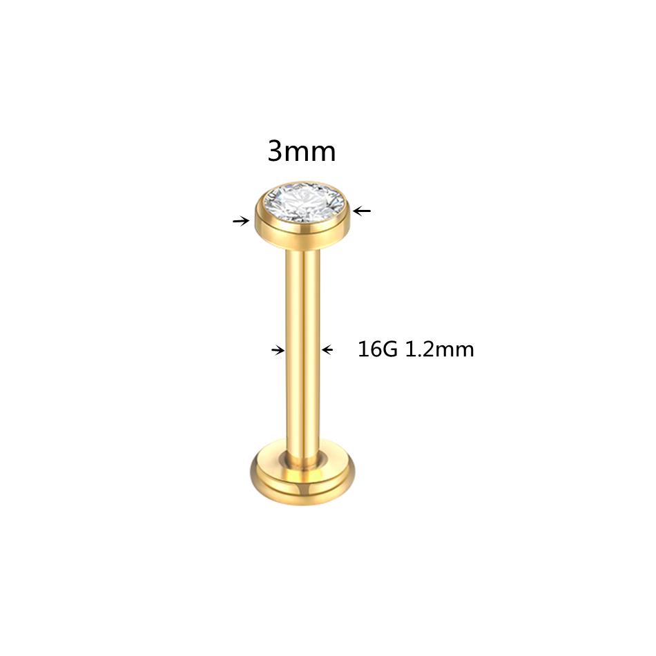 1pcs ASTM F136 Titanium Labret Piercing 2/3/4/5mm Zircon Ear Cartilage Tragus Lobe Helix Stud Earrings Piercings Body Jewelry