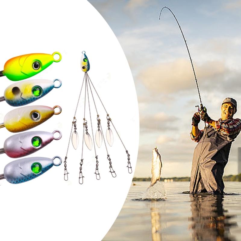 Umbrella Rigs Fishing Rigs 5 Arm Rigs Swimbait Set with 4 Leaf