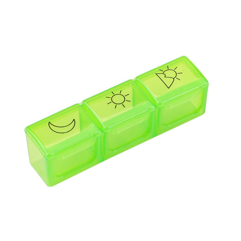 Přenosná vícebarevná mini krabička na pilulky se třemi denními přihrádkami