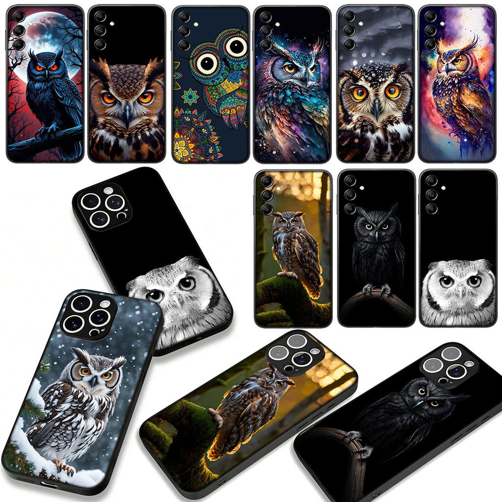 Owl Cartoon Phone Cover Case for Apple iPhone 16 15 14 Plus 13 12 Mini 17 Pro Max + 16E Air 16+ ProMax Casing