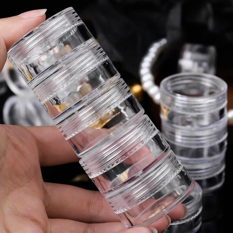3g/7g/10g Mini Transparent Cosmetic Bottles Round Storage Box Portable Travel Container with Lids for Nail Arts Jewelry Earrings