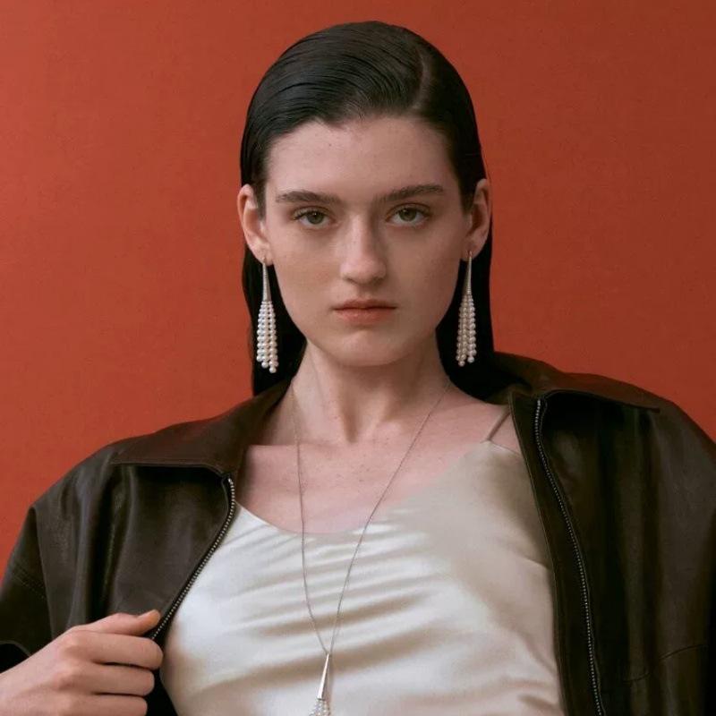 European & American Flickering Light Tassel Earrings & Pendant Necklace with Glass Beads