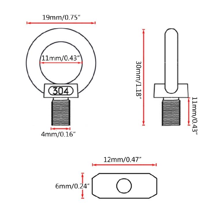Olhal de Levantamento 6mm Parafuso de Fixação Parada de Barraca Olhal de Fixação em Trilho Parafuso de Calha