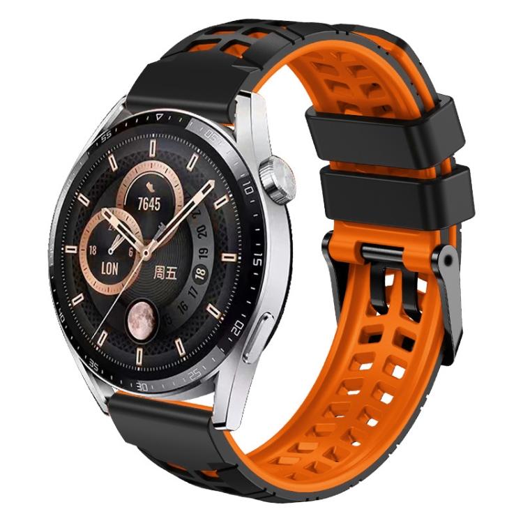 Dropshipping Watch Bands 22mm Double-row Hole Two-color Silicone Watch Band for Huawei Watch4 / 4 Pro / Watch3 / 3 Pro