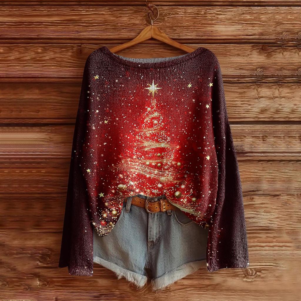 Women's Fashion Long Sleeve Christmas Snowman Snowflake Print Jacket Cardigan