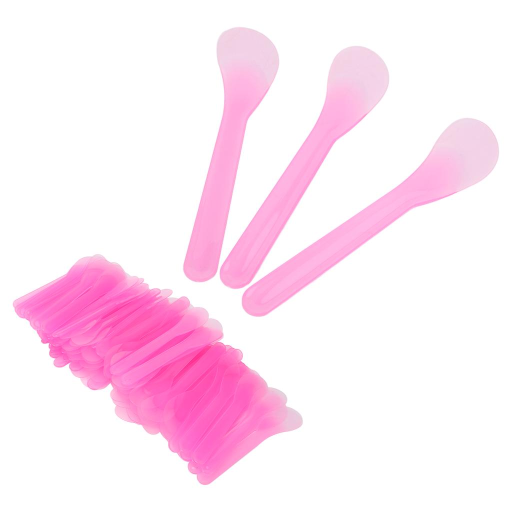 100pcs Cosmetic Apply Spatula Disposable Makeup Face Mud Mask Mixing Spoon Pink Translucency