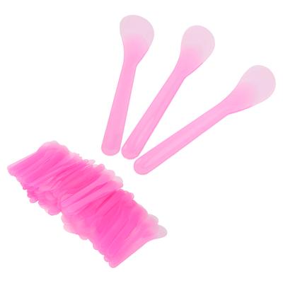 100 pièces Spatule d'application cosmétique Jetable Maquillage Visage Masque de Boue Cuillère à Mélanger Rose Translucide