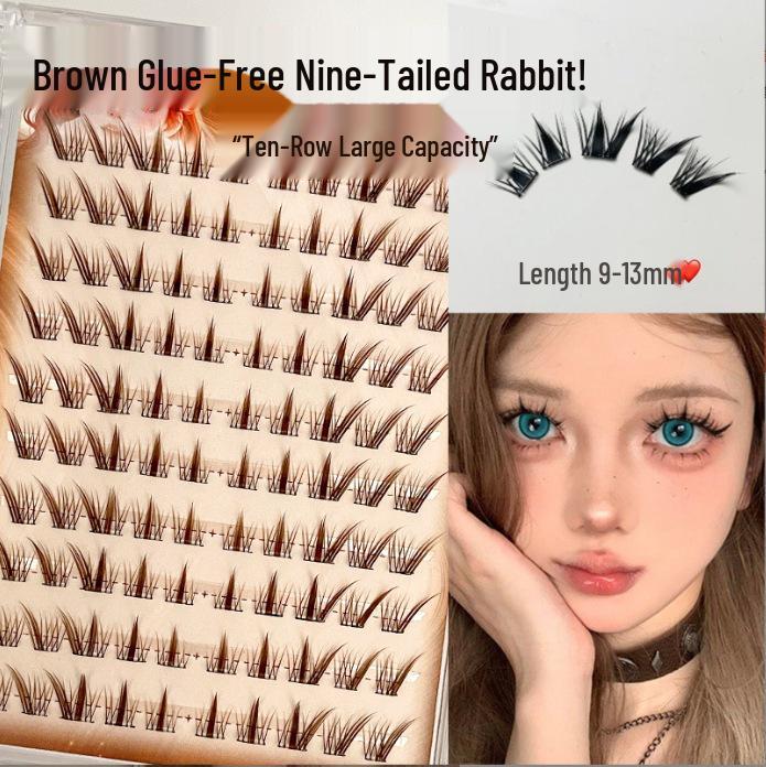 Ying Lier Natural Cluster Fox-Eye Eyelashes - Beginner-Friendly and Glue-Free