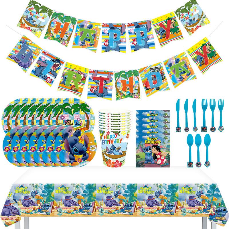 Spot Stitch-Themed Party Decorations, Disposable Paper Plates, Paper Cups, Paper Towels, Tableware Sets