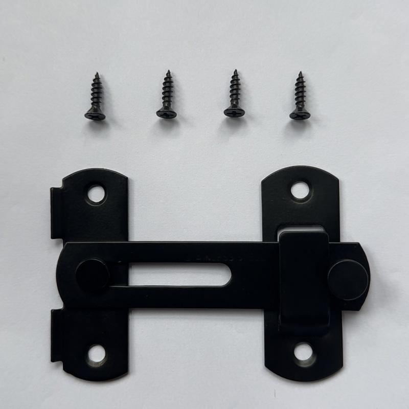 1PC Black Door Buckle Stainless Steel Bolt Latch Iron Cage Latch Lock Simple Pet Cage Door Barn Sliding Door Hitch Lock Door Buckle