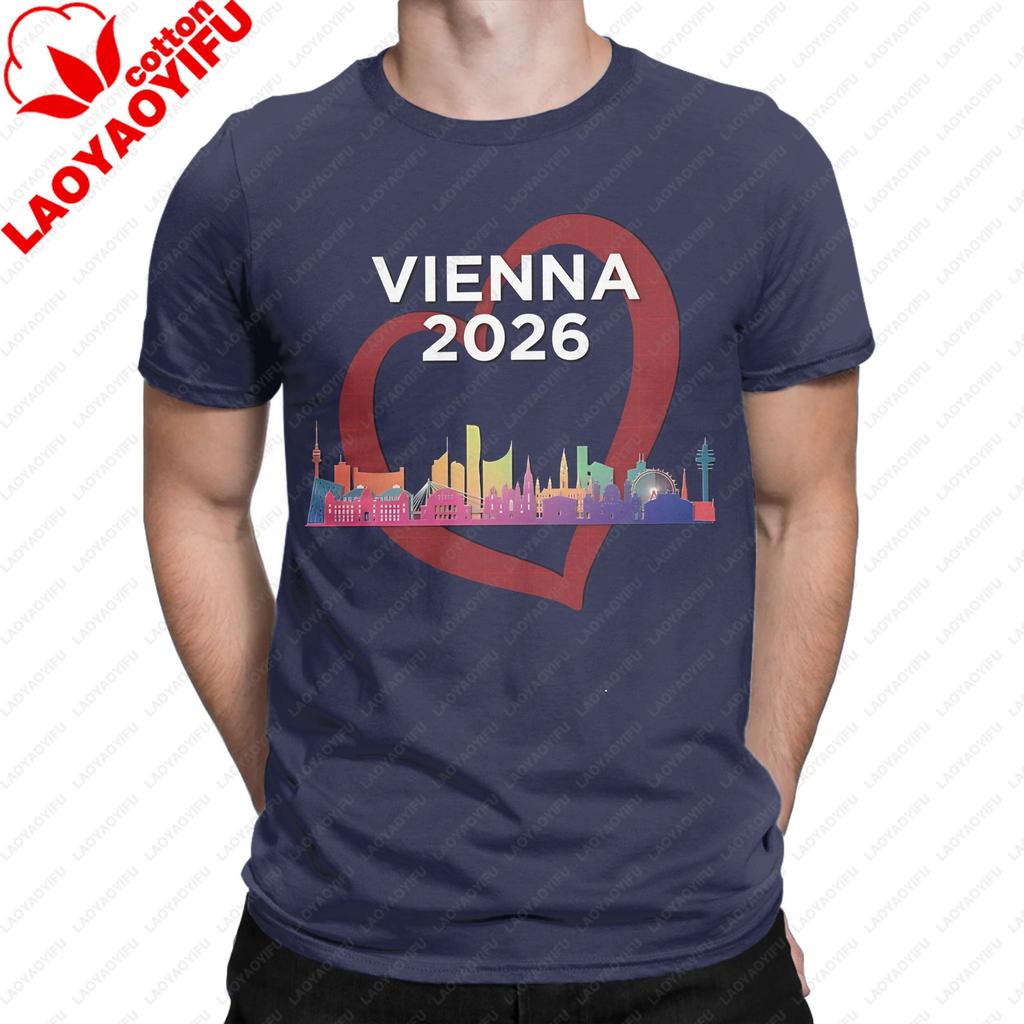 Unisex Eurovision Song Contest 2026 Printed Tee Vienna Austria Host City Music Fan Casual Streetwear Top