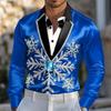Christmas Men's Christmas Costume Suit Tie Printed Tuxedo Shirt Dress Shirt Long Sleeve Fashion Casual Outdoor Party Spring Fall