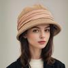 Hats for Women in Autumn and Winter Versatile Woolen Hats Japanese Retro Elegant Temperament Celebrity Fisherman Hat Warm Wide B