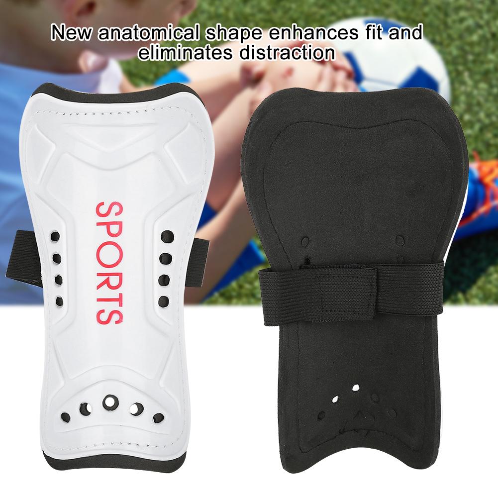 A Pair Child Football Shin Pads Training Leg Guards Safety Protector Adjustable Strap (White)