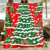 1pc Festive Christmas Tree Print Flannel Blanket - Soft, Warm, Lightweight Polyester Fiber Throw for Sofa, Bed, Travel, Office -