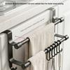 Space-Saving Double Rod Towel Rack Punch-Free Bath Towel Organizer  Toilet Storage
