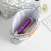 Women's Large Capacity Quilted PU Leather Makeup Bag -Travel Cosmetic Organizer Case Silver Wash Pouch with Inner Compartments