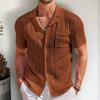 Modisches Herren-Poloshirt Luxuriöser Freizeit-Strick-Cardigan mit Knöpfen Oberteile Trendiger Kubanischer Kragen Kurzarm-Strickware